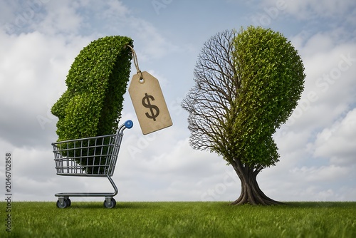 Selling Your Soul in the Digital Age Concept, Identity Theft, Data Exploitation, Online Fraud, Cybercrime and Moral Dilemma Symbolized by Heart Shaped Tree