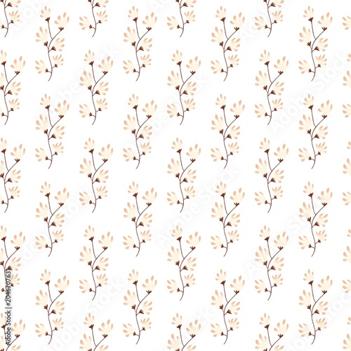 Minimalist Small Floral Branch Seamless Pattern