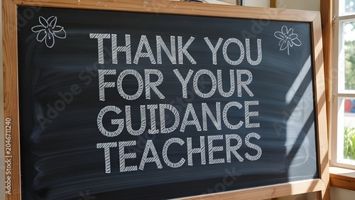 Chalkboard with the message thank you for your guidance teachers written on it