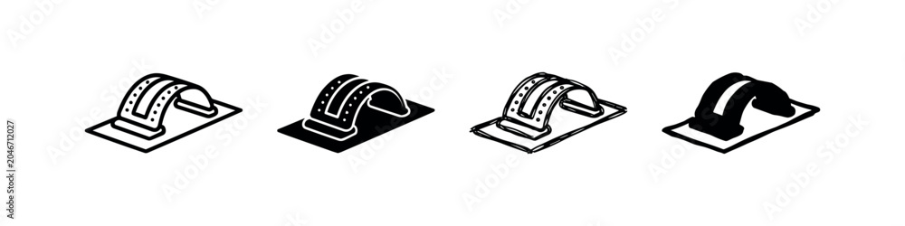 Fototapeta premium Roller coaster track icon in four variations