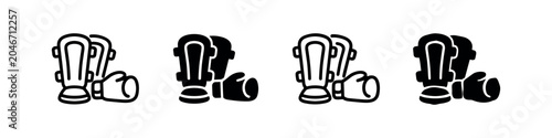 Tableau sur toile Four icons of shin guards and boxing gloves, doodle style