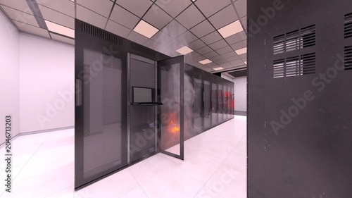 サーバールーム　3DCGレンダリング