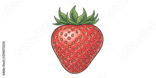 Fresh and Juicy Red Strawberry Illustration.