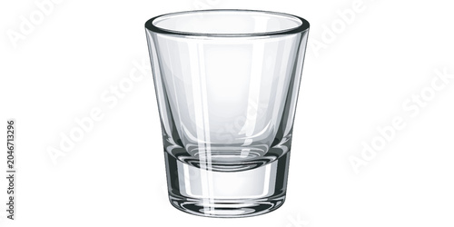 Clear glass drinking shot cup.