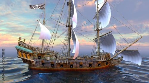 帆船　3DCGレンダリング

