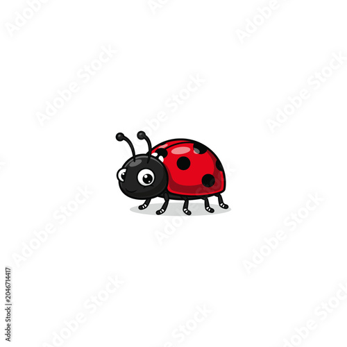 Cute Cartoon Ladybug logo flat vector icon design