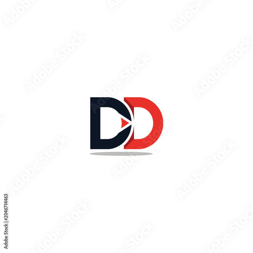 Double D Play Button logo flat vector icon design