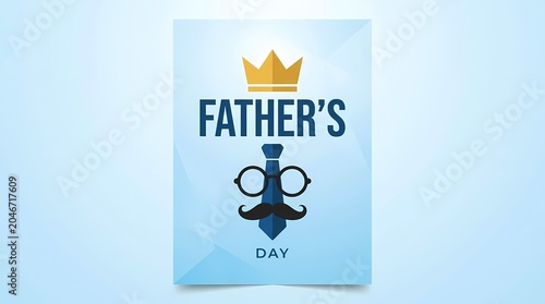 Father's Day celebration card with crown and mustache illustration