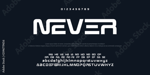 Modern abstract digital alphabet font. Minimal technology typography, Creative urban sport fashion futuristic font and with numbers. vector illustration.