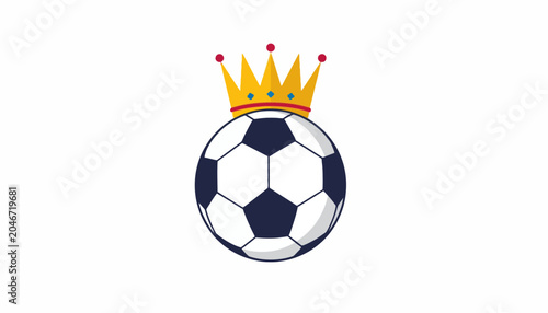 A soccer ball with a golden crown on top, symbolizing royalty and championship in the sport