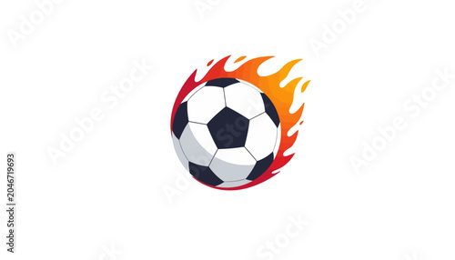 A soccer ball engulfed in flames, symbolizing passion and intensity in the game