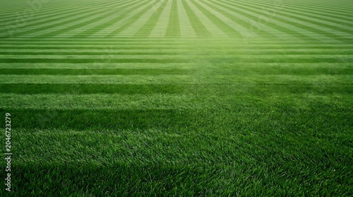 freshly cut green grass with vibrant stripes