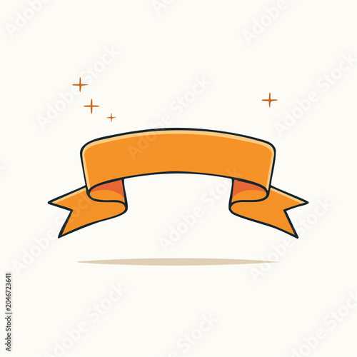 Orange Ribbon Banner with Sparkles