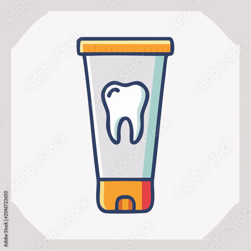 Toothpaste tube with tooth icon