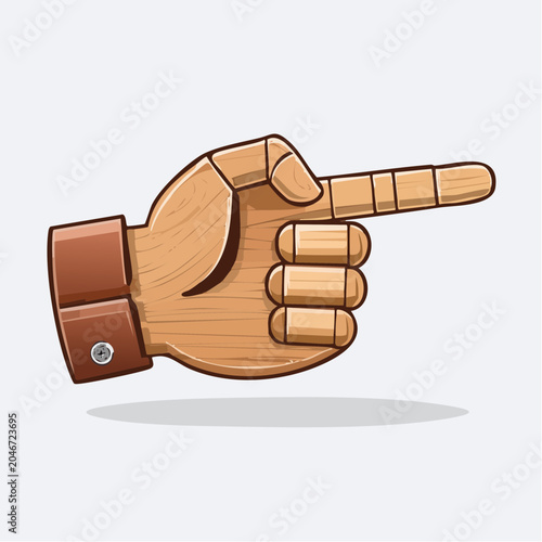 Wooden mannequin hand pointing right