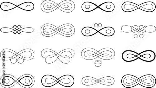 Fotografie infinity ornamental swirl loop vector collection grid