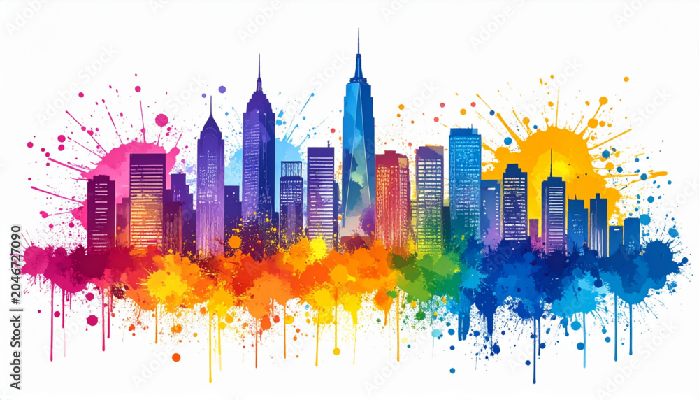 Obraz premium Graffiti city skyline vector