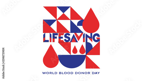 Schilderij op canvas Geometric lifesaving illustration for annual world blood donor day event