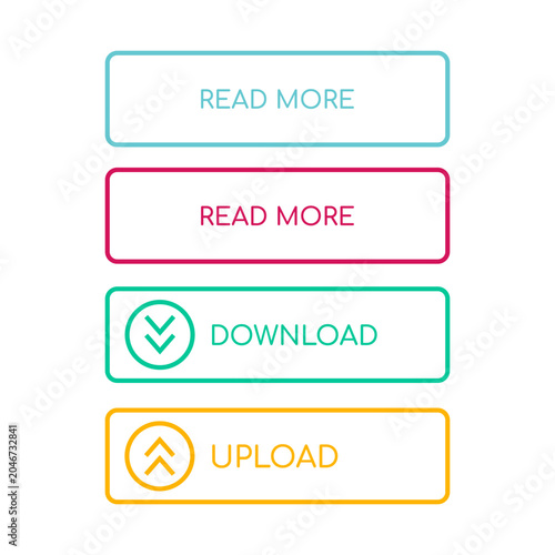 Vibrant Read More, Download, and Upload Button Interface Set.