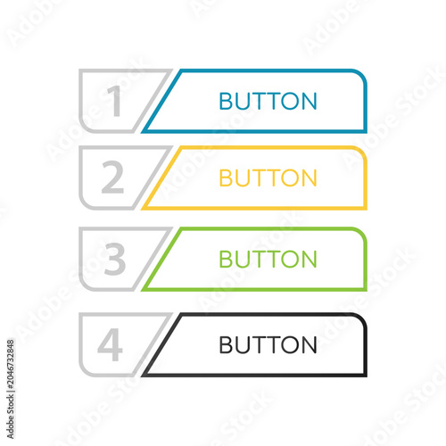Modern Step Button Labels Collection with Colorful UI Navigation Elements