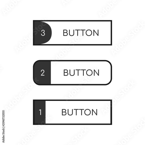 Modern Numbered Button Set Collection with Rounded and Rectangle Shapes Line Icons
