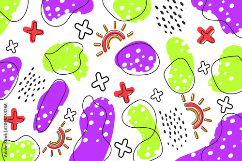 Colorful Abstract Botanical Elements and Shapes Collection