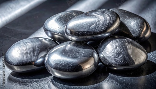 Polished Hematite Stones with Metallic Silvery Grey Luster