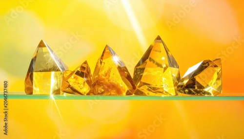 Radiant Citrine Crystals with Golden Hues Capturing and Refracting Light