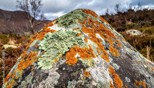 Vibrant Lichen Spreads Across Weathered Stone, Reclaiming Inert Surfaces