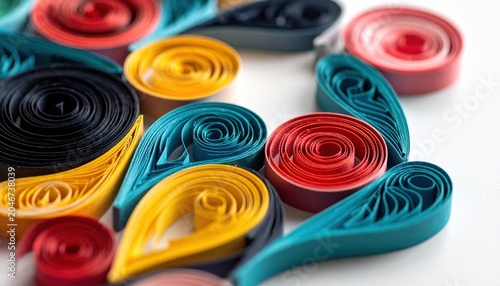 Vibrant Rolled Paper Quilling Spirals in Macro Detail
