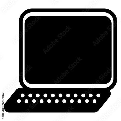 Laptop illustration, glyph black style