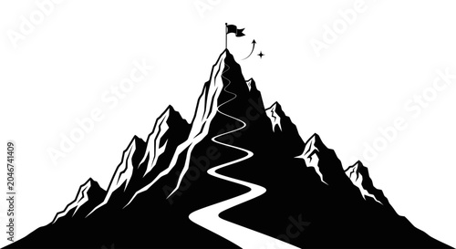 Mountain Summit Achievement Vector Illustration