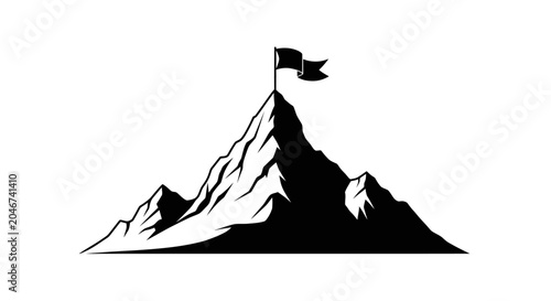 Mountain Peak Achievement Vector Illustration