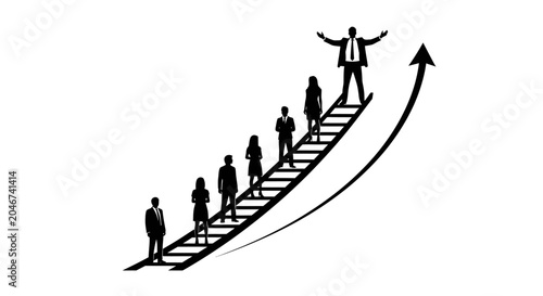 Business Career Growth Ladder Vector Illustration