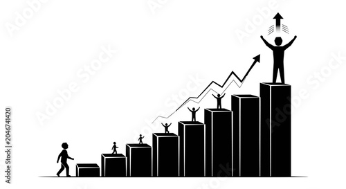 Business Growth Success Bar Chart Vector Illustration