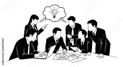 Business Team Brainstorming Vector Illustration
