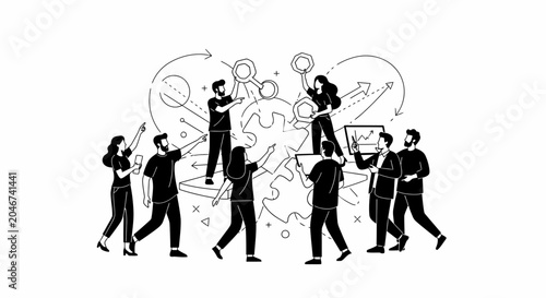 Business Team Problem Solving Vector Illustration
