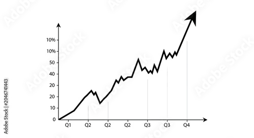 Upward Trending Line Graph with Quarterly Labels Vector