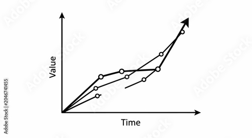 Value Vs Time Line Graph Minimalist Vector Illustration