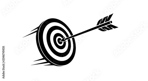 Arrow Hitting Bullseye Target Vector Illustration