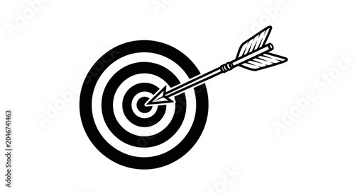 Arrow Hitting Bullseye Vector Illustration
