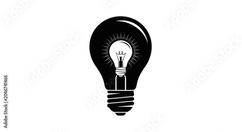 Glowing Light Bulb Minimal Vector Illustration