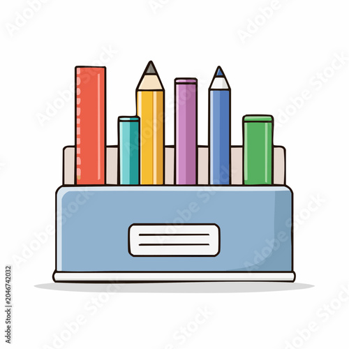 Colorful Pencil Holder with Ruler and Pencils