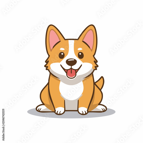 Cute cartoon corgi dog sitting and smiling