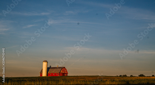Sunrise over a barn in Indiana