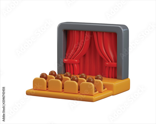 Theater icon 3d render concept of performing Stage or live performances theater icon vector illustration
