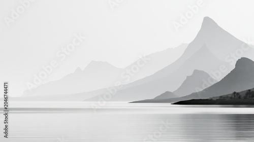 Minimal Desert Dune Scene in Monochrome