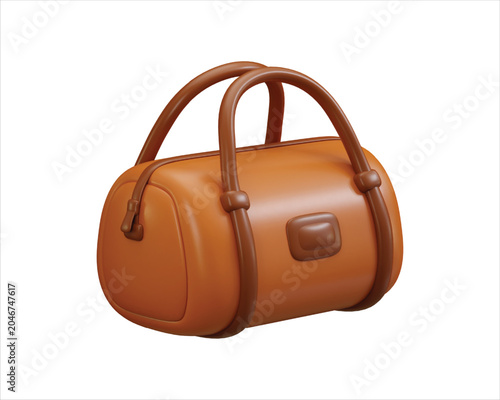 Duffle bag icon 3d render concept of Cartoon Stylish canvas weekender travel duffle bag icon vector illustration