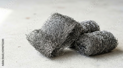 Group of Steel Wool Scrubbers for Cleaning and Grime Removal