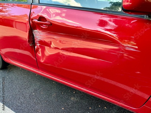 Slika na platnu red sports car with dented door